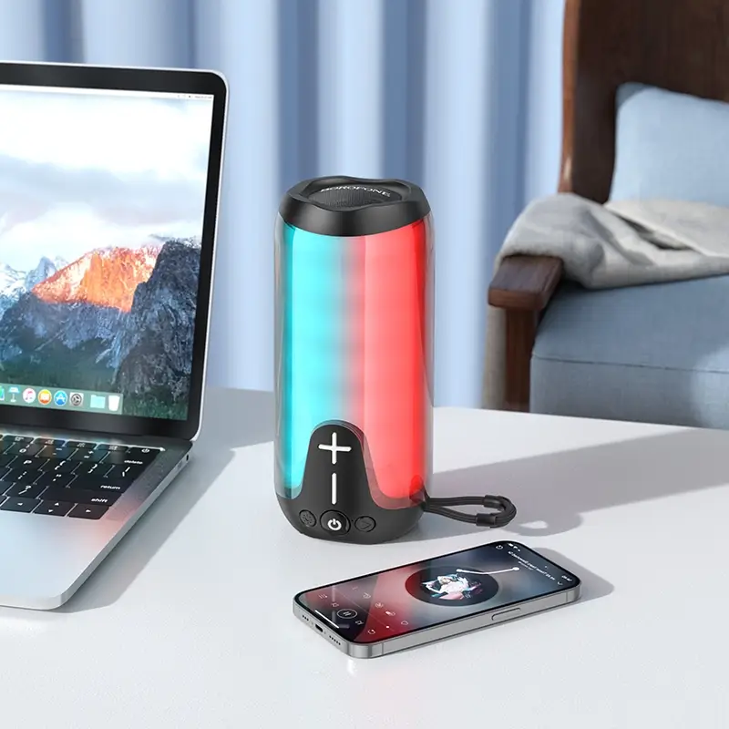 Портативная колонка BOROFONE BR33 (Bluetooth/USB/TF/AUX/светящаяся/5Вт) черная