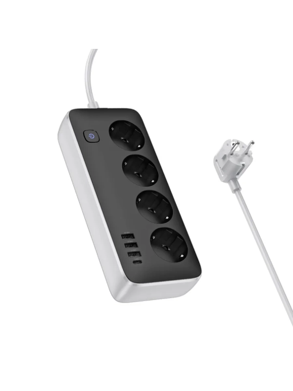 Сетевой фильтр на 4 розеток+3 USB+1 PD, 3м, AC21, HOCO Сетевой фильтр на 4 розеток+3 USB+1 PD, 3м, AC21, HOCO