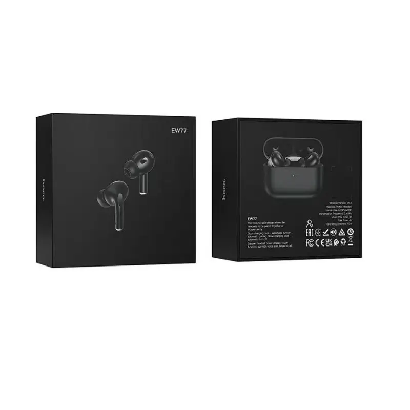 Hoco Наушники беспроводные с микрофоном Hoco EW77, Bluetooth, USB Type-C, черный, черно-серый