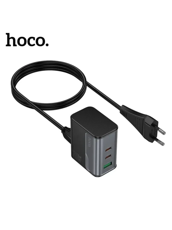 Сетевое зарядное устройство USB/Type-C Hoco CS76A (70W, QC3.0, PD, 3 порта, с сетевым кабелем)