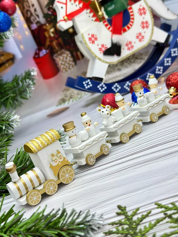Новогодний паровозик 3 вагонч.20*5см Новогодний паровозик 3 вагонч.20*5см