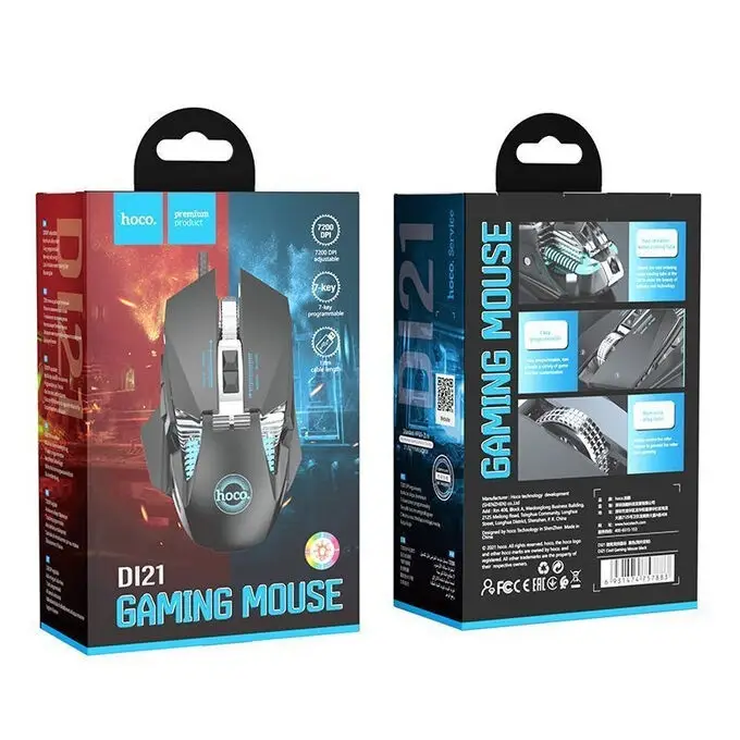 Мышь Hoco DI21 Cool Gaming Mouse USB 1.7 м чёрный Мышь Hoco DI21 Cool Gaming Mouse USB 1.7 м чёрный