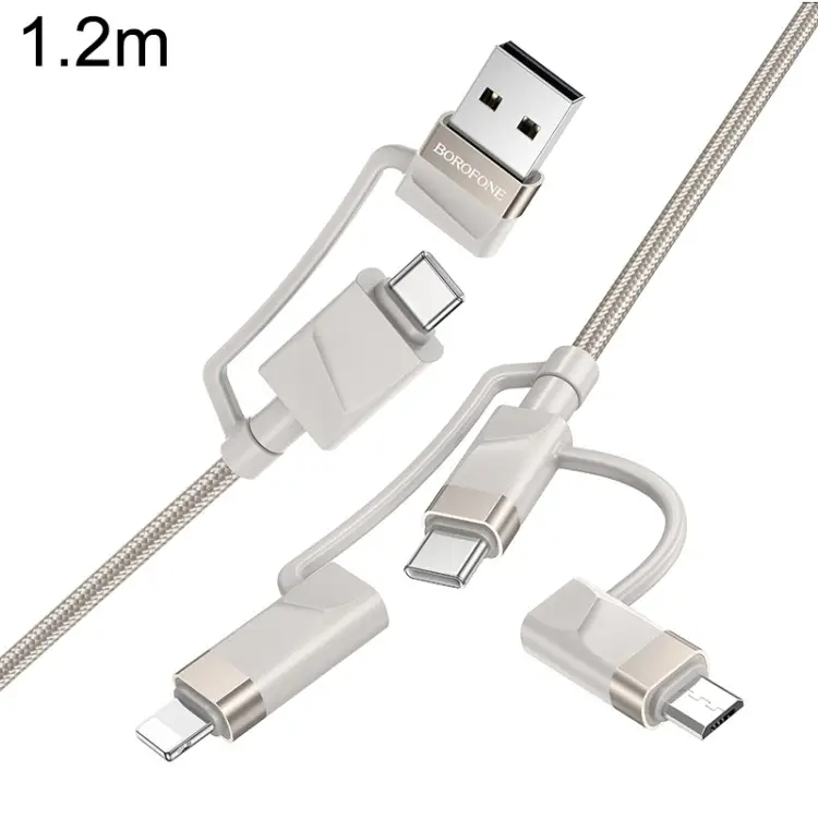 Кабель для зарядки 6 в 1 USB / Type-C to Lightning 27W / Type-C to Type-C 60W/ Type-C to Micro 2A 1.2м в нейлоновой оплетке серый Кабель для зарядки 6 в 1 USB / Type-C to Lightning 27W / Type-C to Type-C 60W/ Type-C to Micro 2A 1.2м в нейлоновой оплетке серый