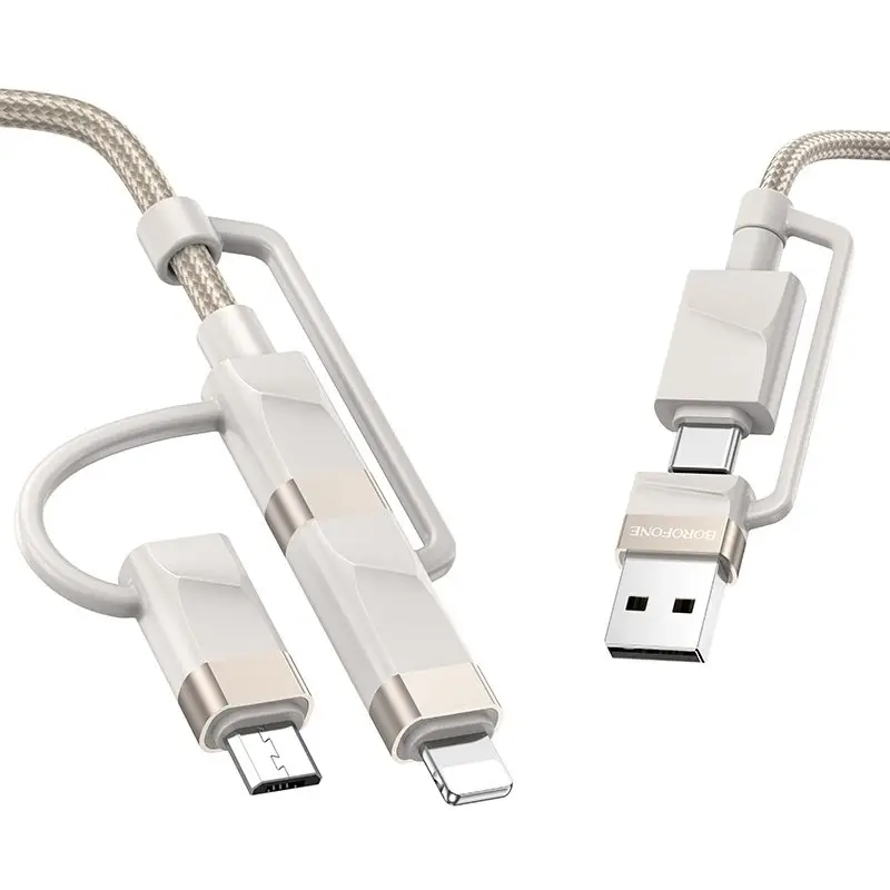 Кабель BU51 Type-C/USB-Type-C/Lightning/MicroUSB, 2м, серый Кабель BU51 Type-C/USB-Type-C/Lightning/MicroUSB, 2м, серый