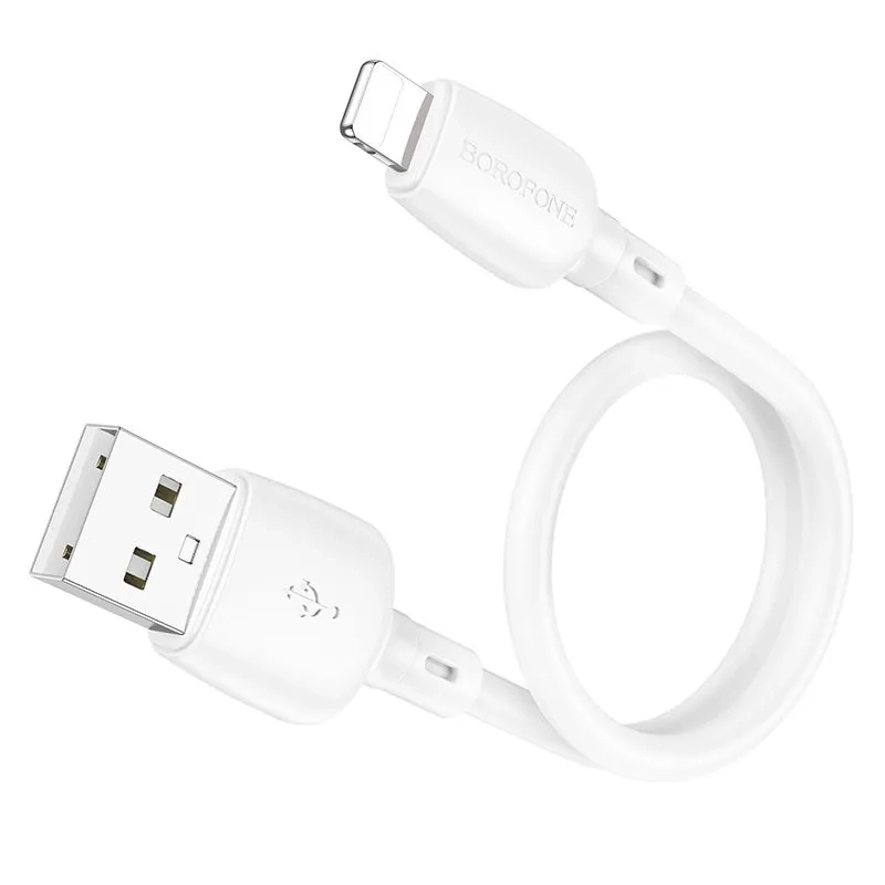 Короткий кабель USB - Lightning BOROFONE BX93 / 25см, 2.4A, 12W / белый Короткий кабель USB - Lightning BOROFONE BX93 / 25см, 2.4A, 12W / белый