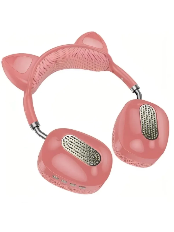 Наушники беспроводные полноразмерные светящиеся с ушками Hoco ESD13, розовые