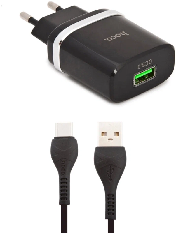 Сетевое зарядное устройство c USB HOCO C12Q Type-c, QC3.0