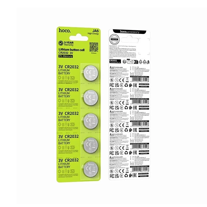 Батарейки таблетки JA6 CR2032, Li-ion тип, 3V, 5 шт