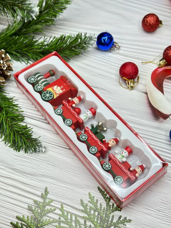 Новогодний паровозик 3 вагонч.20*5см Новогодний паровозик 3 вагонч.20*5см