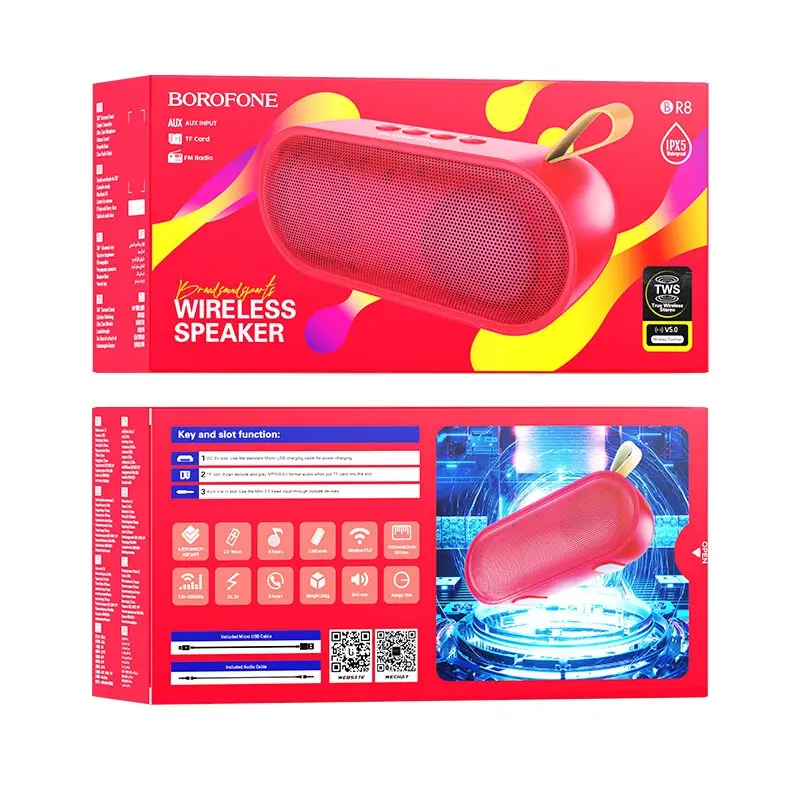 Акустика портативная (колонка) Borofone BR8 (Bluetooth) красная Акустика портативная (колонка) Borofone BR8 (Bluetooth) красная