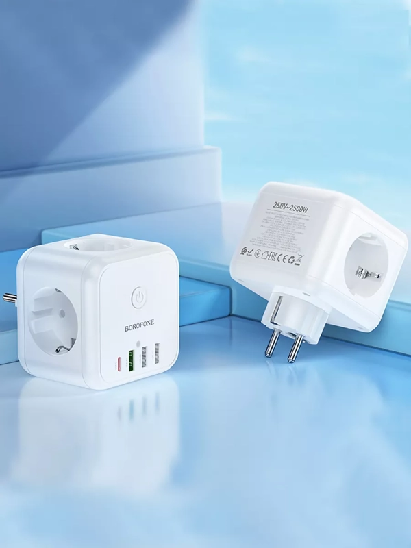 сетевой фильтр с 3 розетками (PD20W/1C3A)(EU/GER) Borofone BAC10 (white)