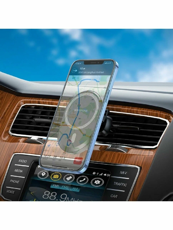 Магнитный автомобильный держатель для телефона Borofone BH71 черный