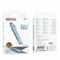 Хаб USB Borofone FH1A 4в1: Type-C на 4 порта