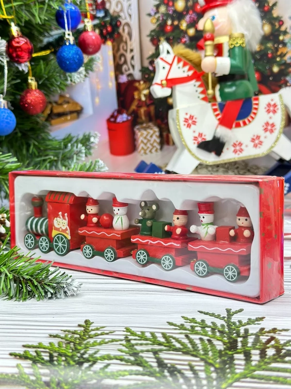 Новогодний паровозик 3 вагонч.20*5см Новогодний паровозик 3 вагонч.20*5см
