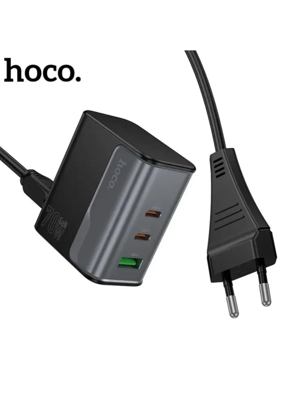 Сетевое зарядное устройство USB/Type-C Hoco CS76A (70W, QC3.0, PD, 3 порта, с сетевым кабелем)