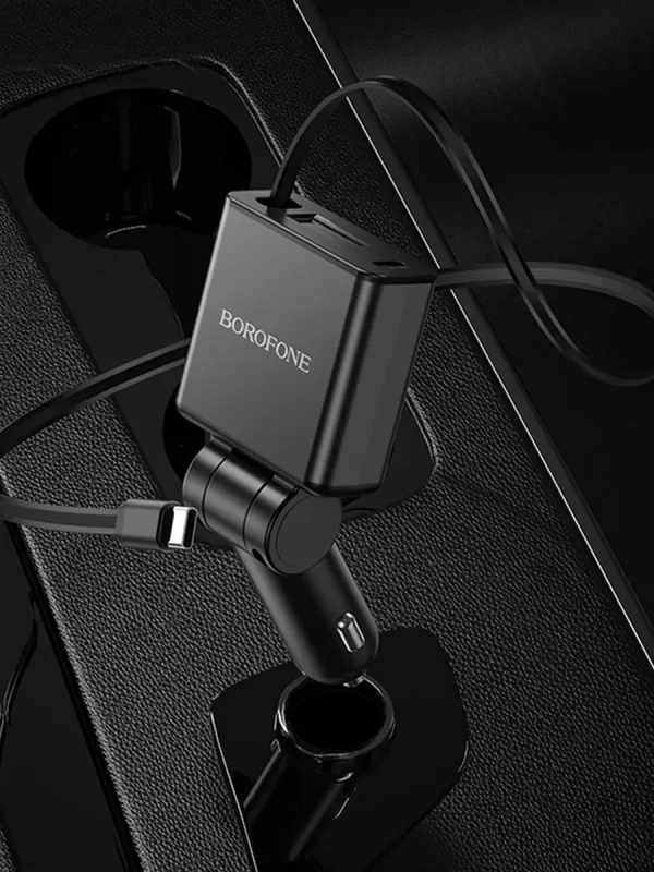 Зарядное устройство в авто с выдвижным кабелем Type-C BZ33 Зарядное устройство в авто с выдвижным кабелем Type-C BZ33