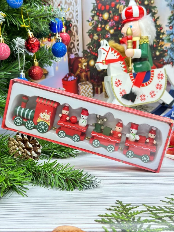Новогодний паровозик 3 вагонч.20*5см Новогодний паровозик 3 вагонч.20*5см