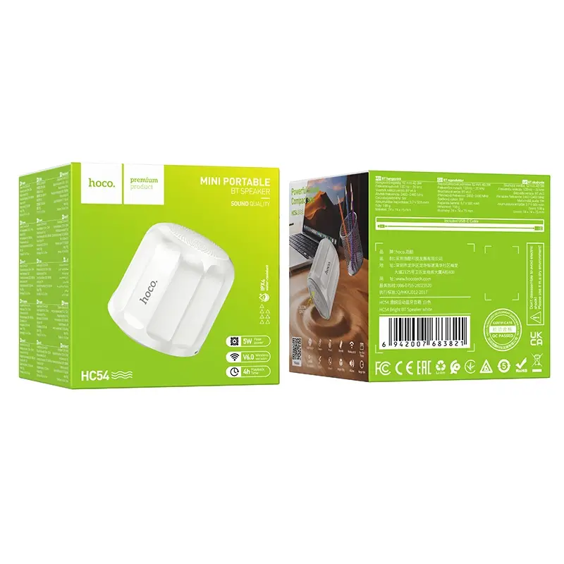Портативная Bluetooth колонка HOCO HC54 Bright 5W беспроводная белая