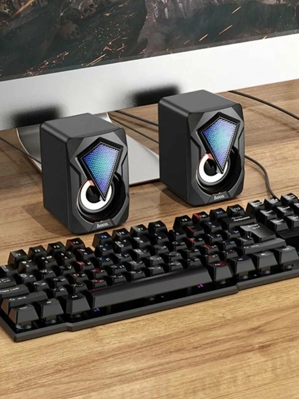 Игровые компьютерные колонки 2.0 HOCO DS30 с активной RGB-подсветкой (6W, USB, AUX)