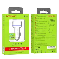 АЗУ USB Borofone BZ14A (3A/QC3.0/порт USB-C PD) белый