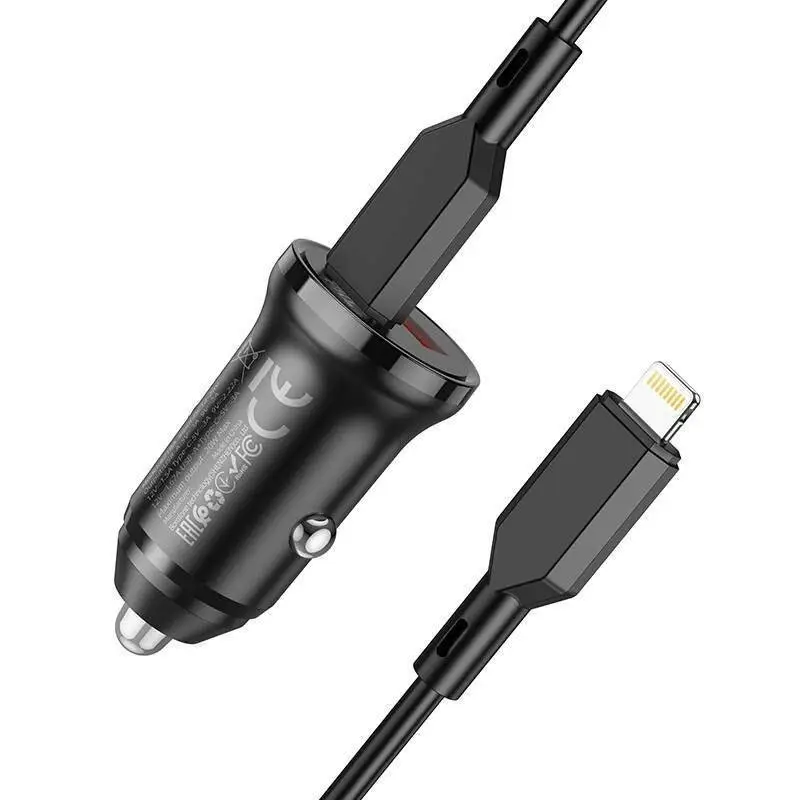Автомобильное зарядное устройство АЗУ USB + Type-С + кабель Lightning Borofone BZ18A PD20W + QC3.0 Автомобильное зарядное устройство АЗУ USB + Type-С + кабель Lightning Borofone BZ18A PD20W + QC3.0