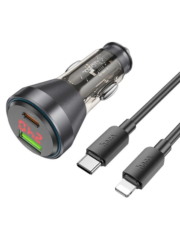 Автомобильное зарядное устройство, 1 USB QC3.0 18W, 1 PD 30W с дисплеем Автомобильное зарядное устройство, 1 USB QC3.0 18W, 1 PD 30W с дисплеем