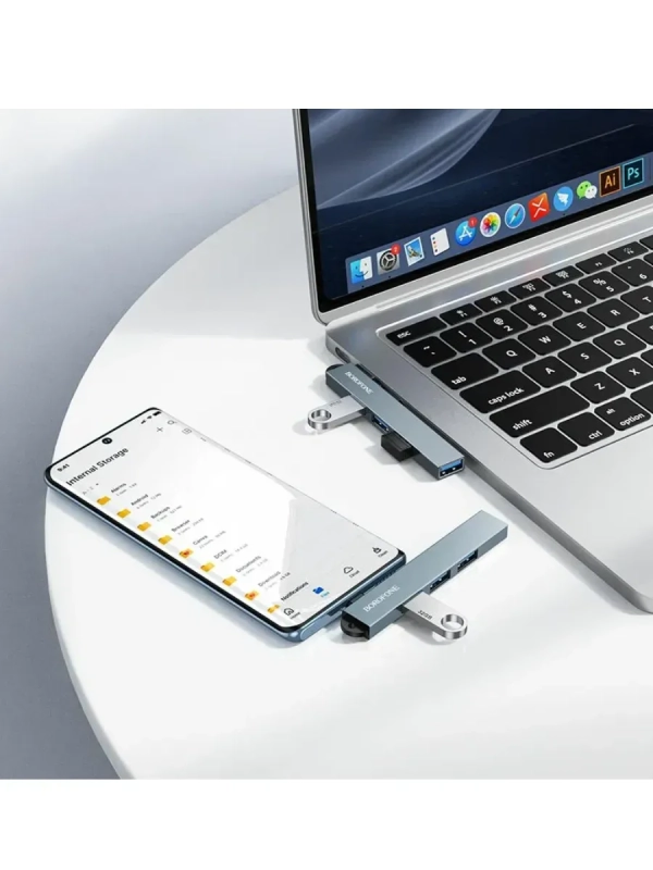 Хаб USB Borofone FH1A 4в1: Type-C на 4 порта
