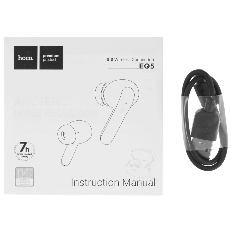 Беспроводные наушники Bluetooth Hoco EQ5 (TWS, с дисплеем, вакуумные, активное шумоподавление) Черный