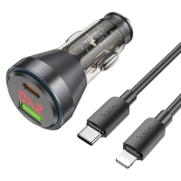 Автомобильное зарядное устройство, 1 USB QC3.0 18W, 1 PD 30W с дисплеем
