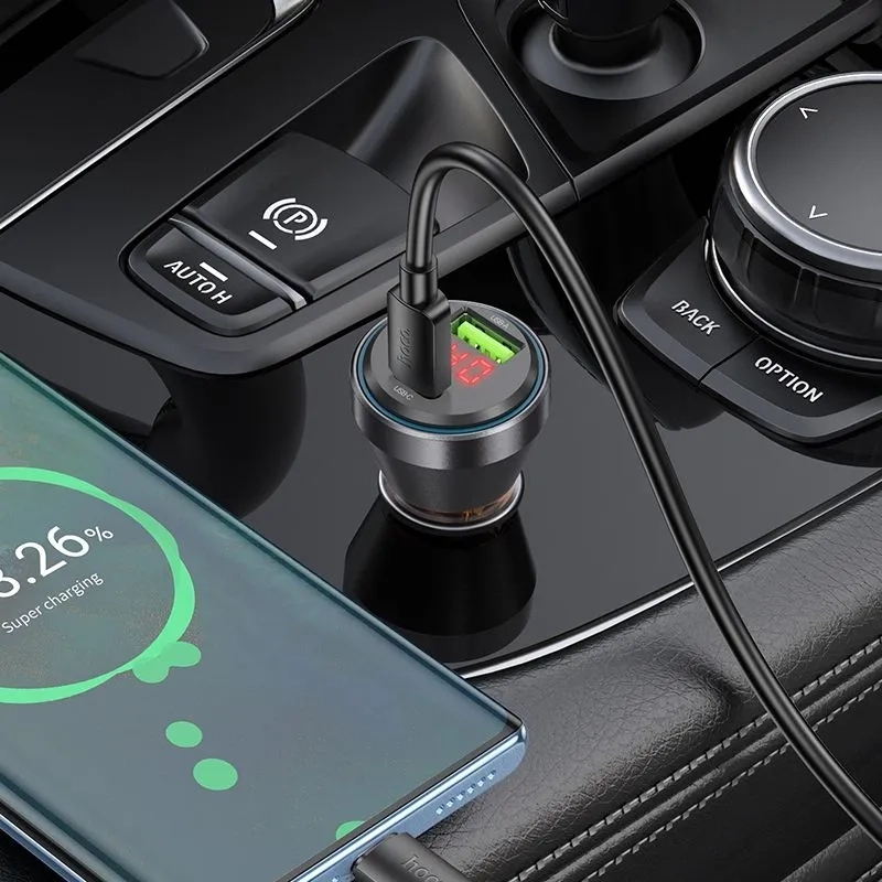 Автомобильное зарядное устройство, 1 USB QC3.0 18W, 1 PD 30W с дисплеем Автомобильное зарядное устройство, 1 USB QC3.0 18W, 1 PD 30W с дисплеем