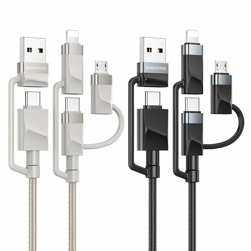 Кабель BU51 Type-C/USB-Type-C/Lightning/MicroUSB, 2м, серый Кабель BU51 Type-C/USB-Type-C/Lightning/MicroUSB, 2м, серый