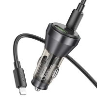 Автомобильное зарядное устройство, 1 USB QC3.0 18W, 1 PD 30W с дисплеем