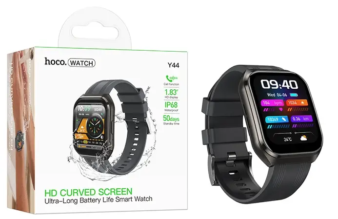 Умные часы HOCO Y44 Smart Watch с Bluetooth-звонками черные