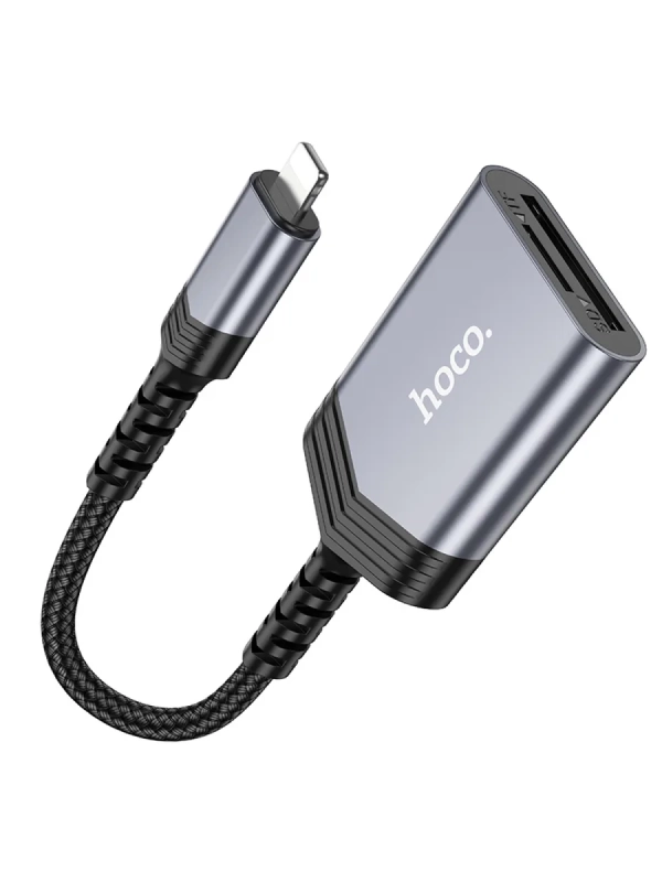 Картридер 2 в 1, Lightning, UA25, HOCO, поддержка TF/SD Картридер 2 в 1, Lightning, UA25, HOCO, поддержка TF/SD