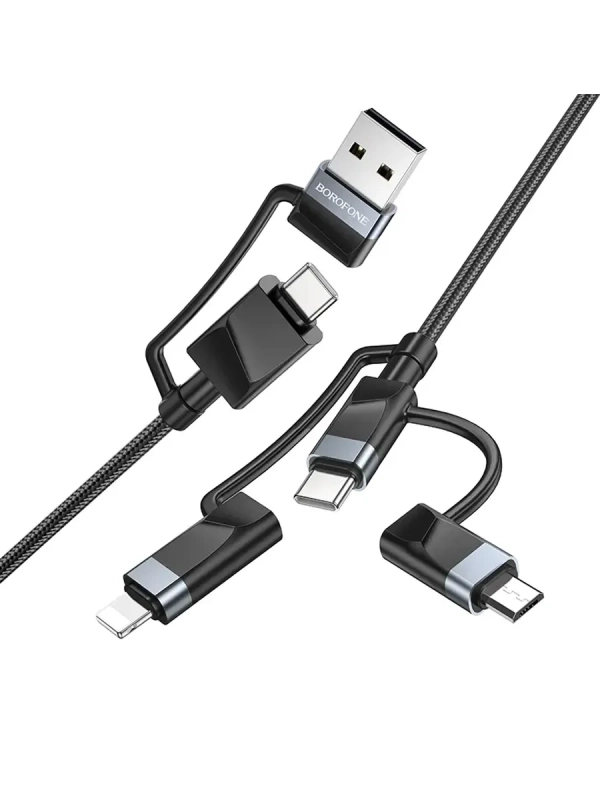 Кабель BU51 Type-C/USB-Type-C/Lightning/MicroUSB, 2м, черный Кабель BU51 Type-C/USB-Type-C/Lightning/MicroUSB, 2м, черный