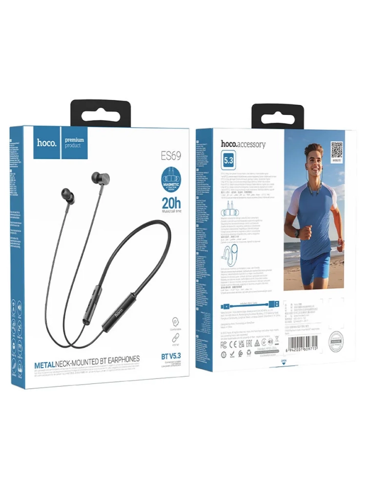 Наушники беспроводные спортивные с микрофоном Hoco ES69 Наушники беспроводные спортивные с микрофоном Hoco ES69