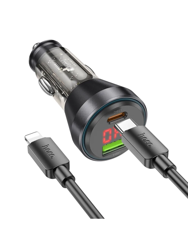 Автомобильное зарядное устройство, 1 USB QC3.0 18W, 1 PD 30W с дисплеем Автомобильное зарядное устройство, 1 USB QC3.0 18W, 1 PD 30W с дисплеем