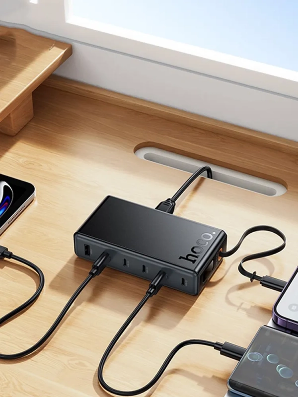 Сетевое зарядное устройство на 6 портов с кабелем рулеткой Сетевое зарядное устройство на 6 портов с кабелем рулеткой