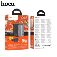 Сетевое зарядное устройство USB/Type-C Hoco CS76A (70W, QC3.0, PD, 3 порта, с сетевым кабелем)