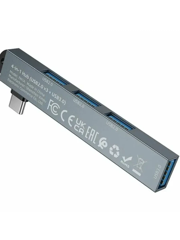 Хаб USB Borofone FH1A 4в1: Type-C на 4 порта