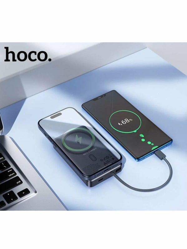 Внешний аккумулятор / повербанк Hoco Q44 10000mAh PD 20W с функцией Magsafe, встроенный кабель Type-C 20W Внешний аккумулятор / повербанк Hoco Q44 10000mAh PD 20W с функцией Magsafe, встроенный кабель Type-C 20W