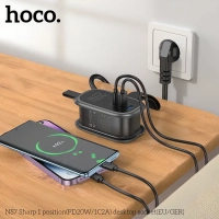 Сетевой фильтр HOCO NS7, 1.1м, 3,0А, 1 розетка, 2 USB, Type-C, PD20W