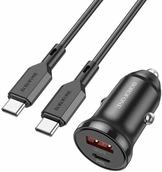 Зарядка в авто (USB+Type-C) + кабель Type-C to Type-C 1 м Зарядка в авто (USB+Type-C) + кабель Type-C to Type-C 1 м