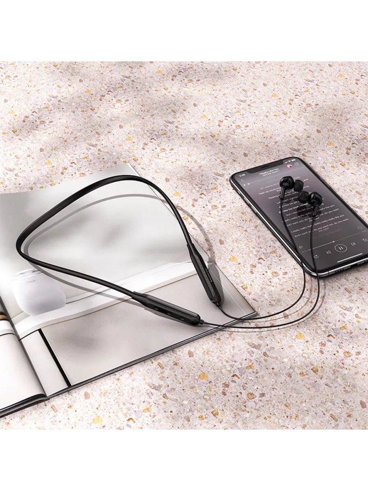 Наушники беспроводные с микрофоном, спорт, черные Наушники беспроводные с микрофоном, спорт, черные