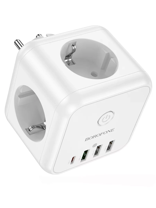 сетевой фильтр с 3 розетками (PD20W/1C3A)(EU/GER) Borofone BAC10 (white)