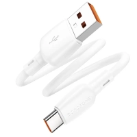 Короткий кабель USB - Type-C BOROFONE BX93 / 25см, 6A, 100W / белый