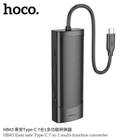 Адаптер-разветвитель, Хаб НОСО НВ43 7 в 1 USB-C с USB2.0 + USB3.0 + TYPE-C + HDMI / Поддержка SD/TF / Многопорт Переходник HUB USB type-c для ПК, ноутбука, Macbook