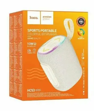 Портативная беспроводная Bluetooth-колонка HOCO HC53 с RGB-подсветкой (10W, IPX4, TWS)