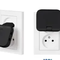 Тройник для розетки плоский поворотный 180, переходник