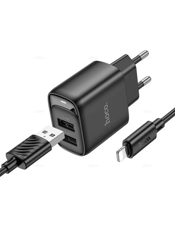 Сетевое зарядное устройство Hoco C141A с кабелем для iPhone Сетевое зарядное устройство Hoco C141A с кабелем для iPhone